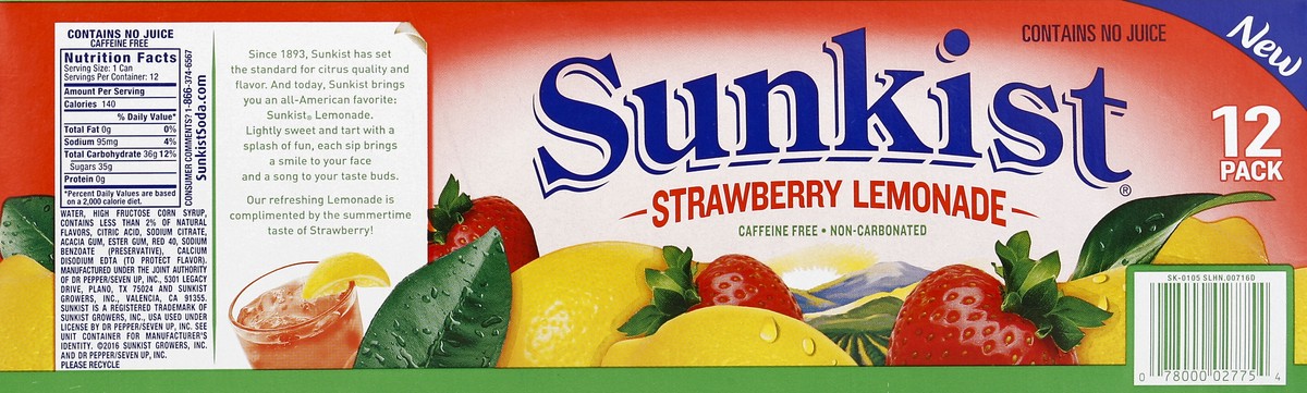 slide 4 of 6, Sunkist Strawberry Lemonade - 12 ct; 12 fl oz, 12 ct; 12 fl oz