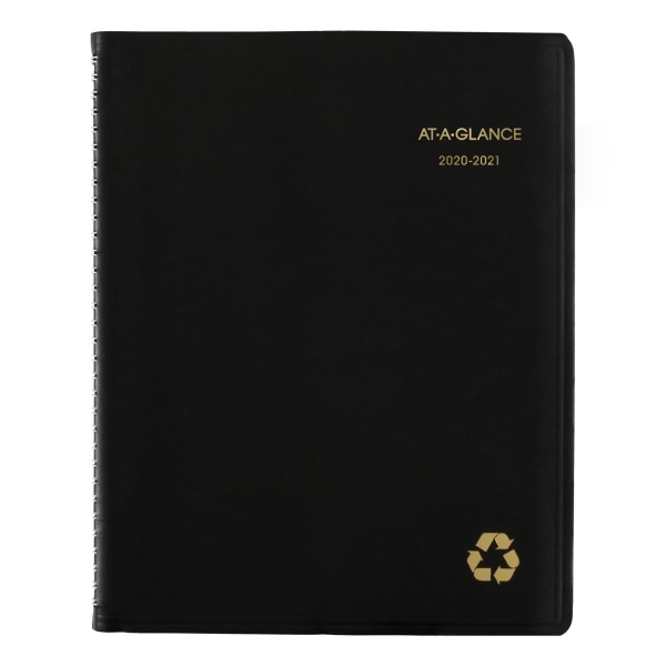 slide 1 of 4, At-A-Glance Recycled Academic Weekly/Monthly Appointment Book/Planner, 8-1/4'' X 11'', 100% Recycled, Black, July 2020 To June 2021, 70957G05, 1 ct