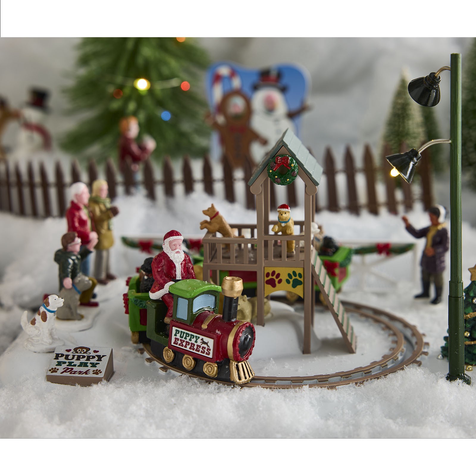 slide 4 of 5, Lemax Puppy Play Park, 6.1 in x 9.25 in x 7.01 in