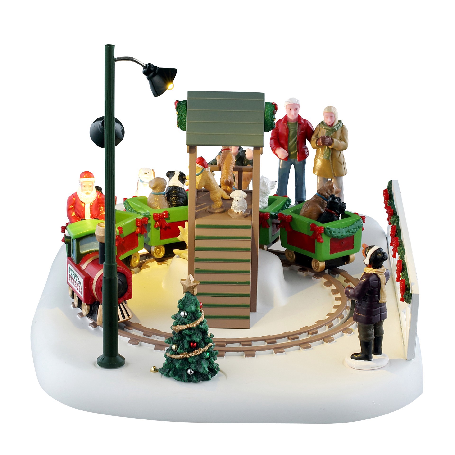 slide 5 of 5, Lemax Puppy Play Park, 6.1 in x 9.25 in x 7.01 in