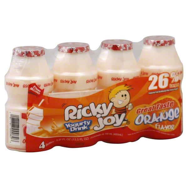 slide 1 of 1, Ricky Joy Orange Yogurty Drink, 4 ct; 3.37 fl oz