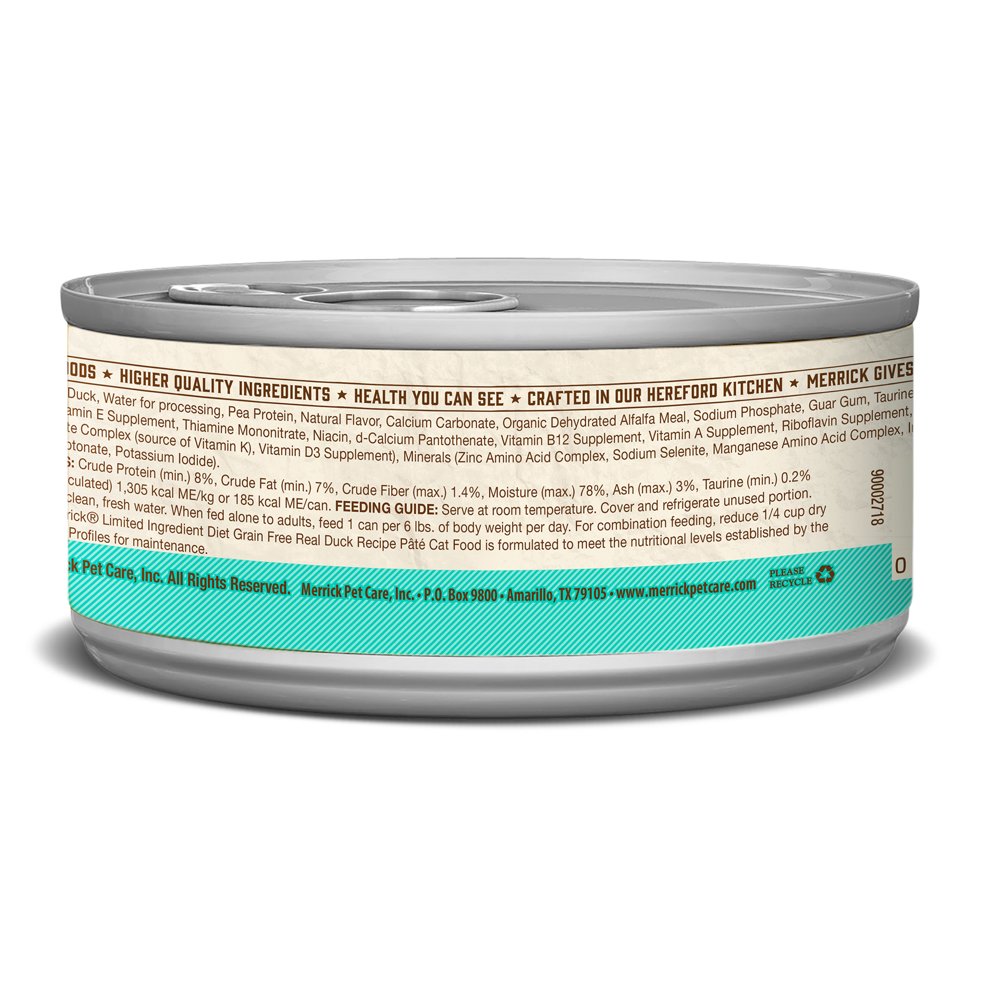 slide 5 of 5, Merrick Limited Ingredient Diet Premium Grain Free And Natural Canned Pate Wet Cat Food, Duck Recipe, 5 oz