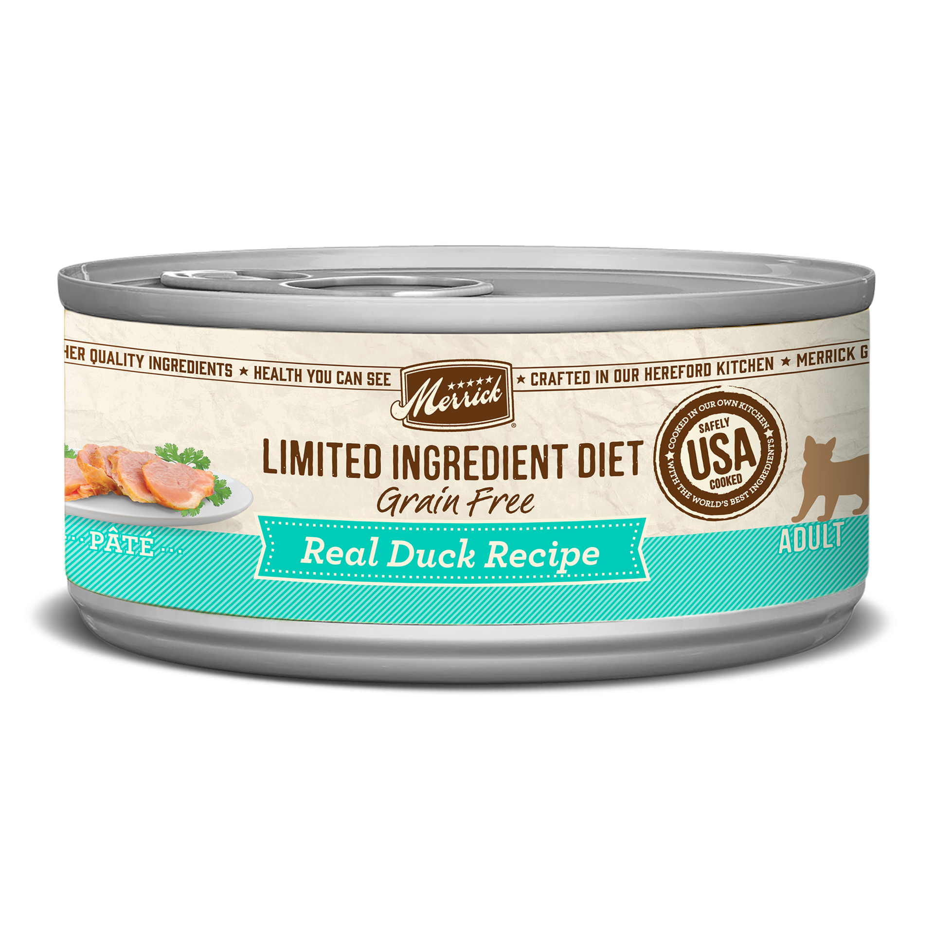 slide 1 of 5, Merrick Limited Ingredient Diet Grain Free Real Duck Recipe Wet Cat Food Pate -  5 oz Can, 5 oz
