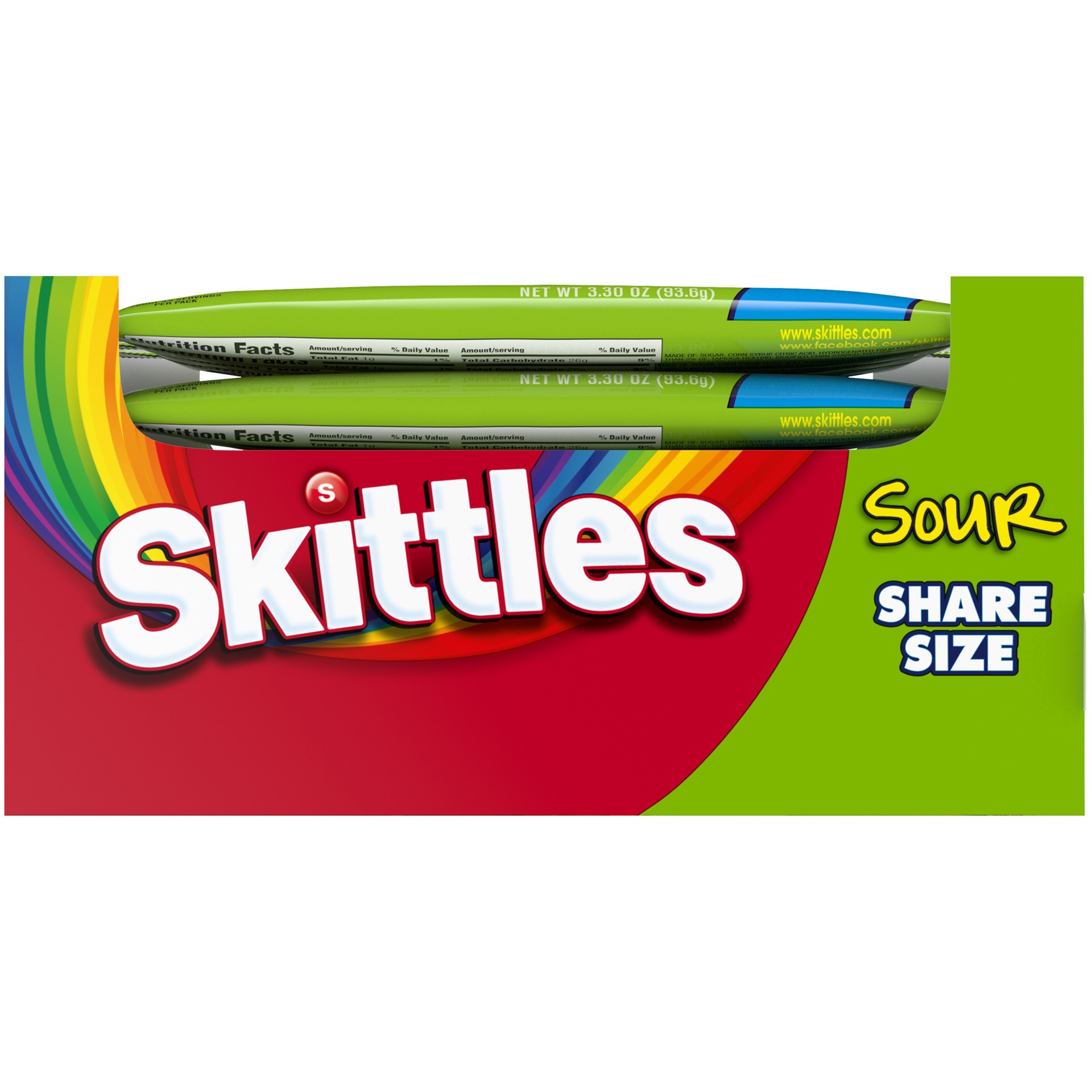 slide 1 of 8, SKITTLES Sour Candy, 3.3 ounce (24 Share Size Packs), 79.2 oz