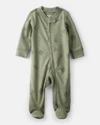 Carter's Baby Boy Dragon Print 100% Cotton Long-Sleeve Sleep & Play - Green NB
