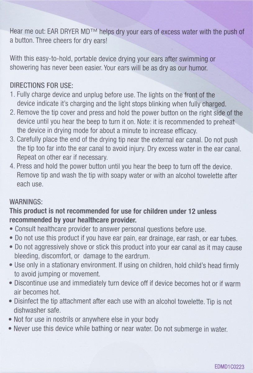 slide 8 of 12, Ear Dryer MD Electric Ear Dryer 1 ea, 1 ct