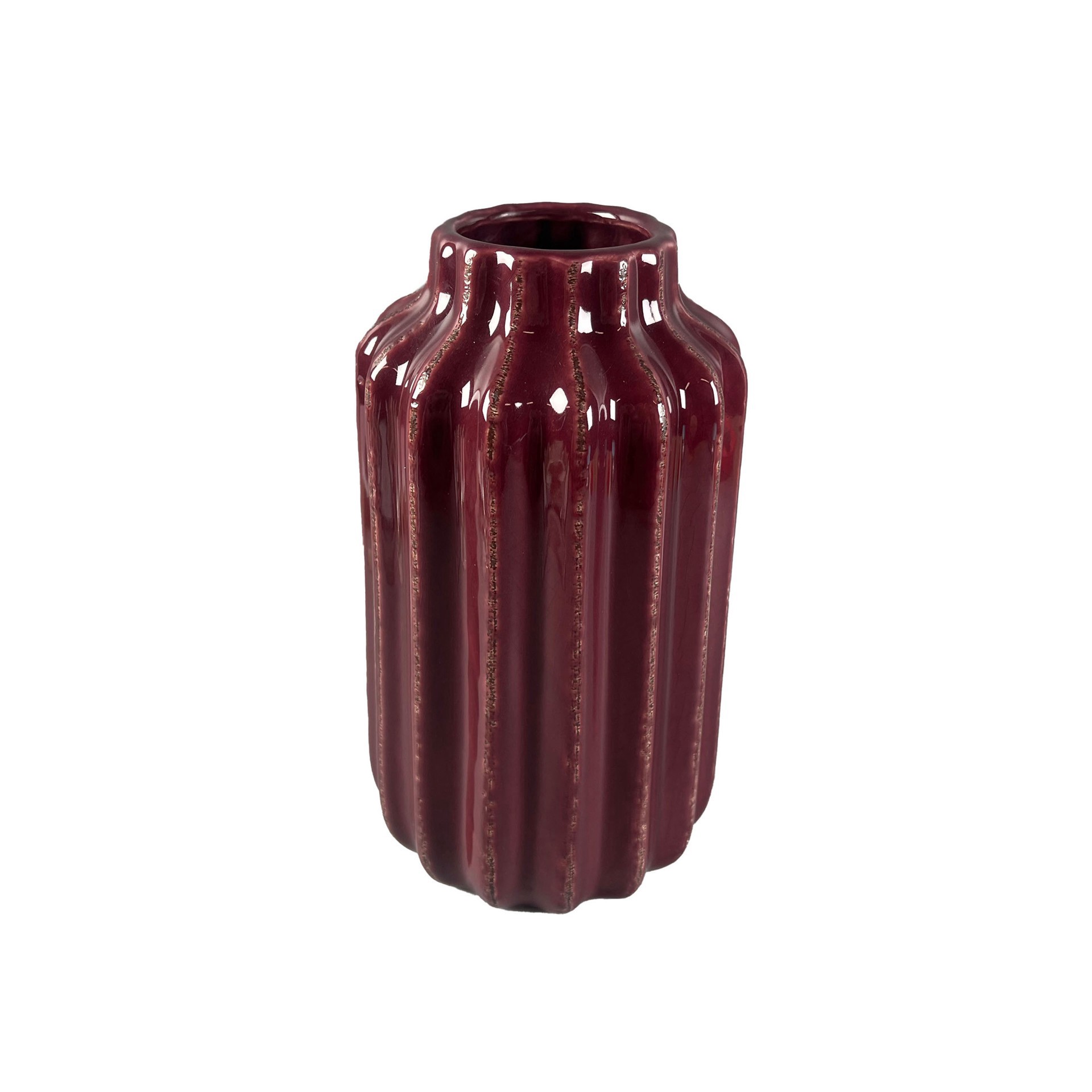 slide 2 of 3, 9" Berry Ribbed Ceramic Vase By Ashland, 5.2 in x 5.2 in x 9.1 in
