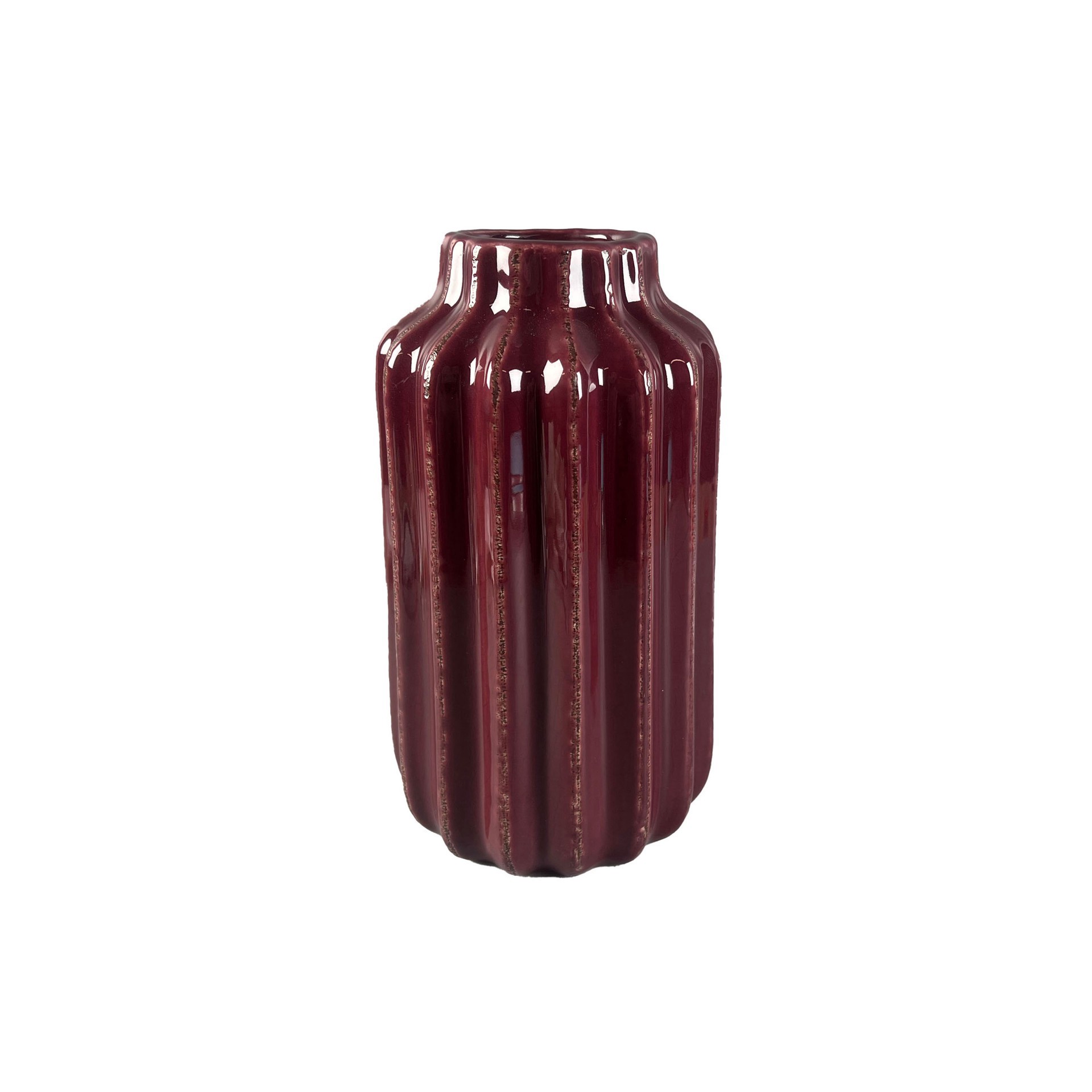 slide 3 of 3, 9" Berry Ribbed Ceramic Vase By Ashland, 5.2 in x 5.2 in x 9.1 in