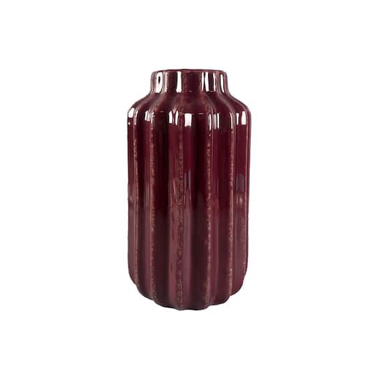 slide 1 of 3, 9" Berry Ribbed Ceramic Vase By Ashland, 5.2 in x 5.2 in x 9.1 in