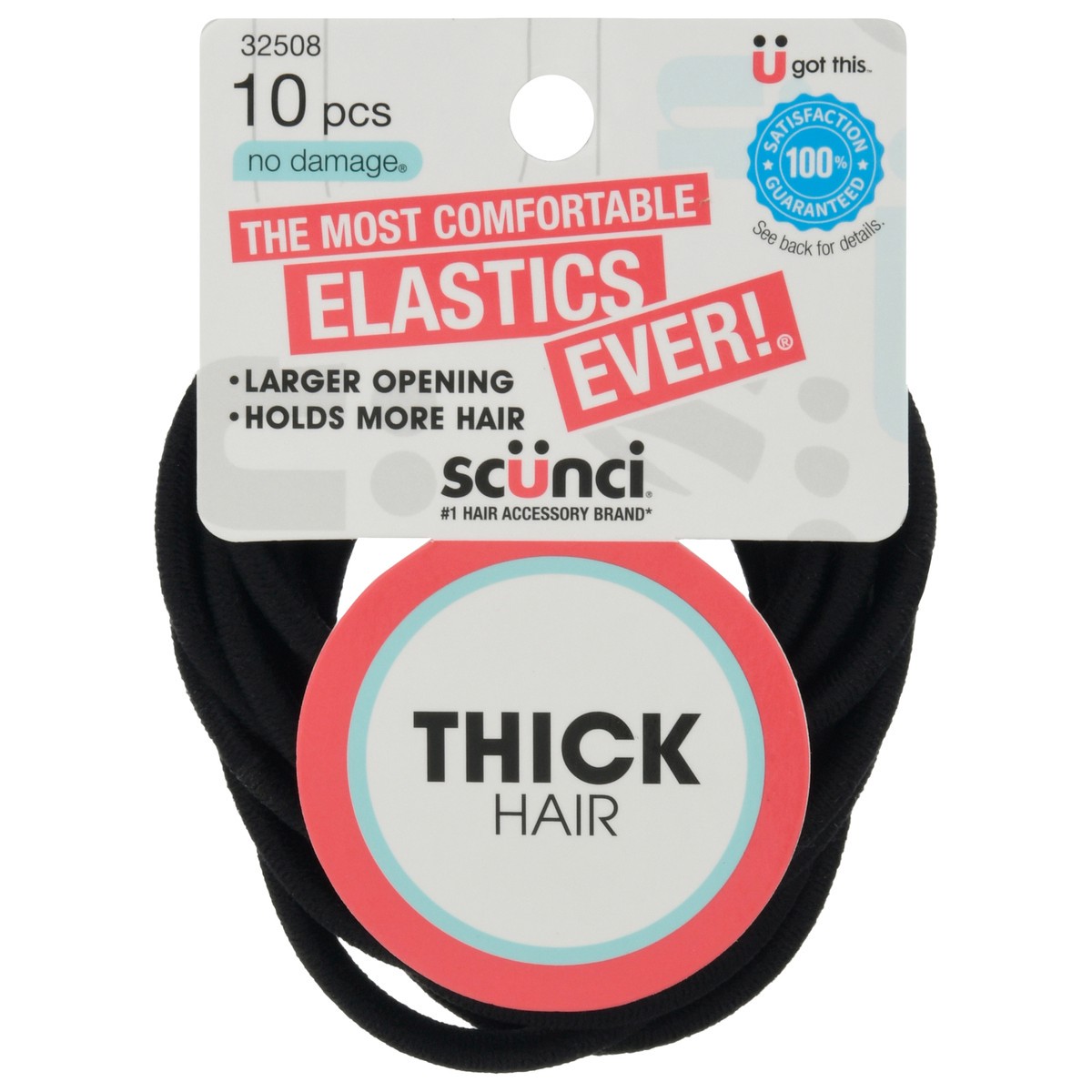 slide 1 of 9, scünci Thick No Damage Hair Elastics 10 ea, 10 ct