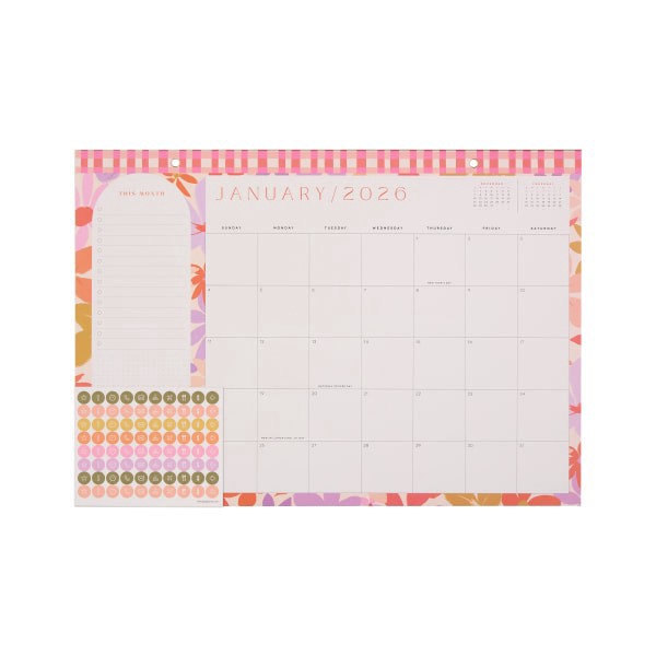 slide 4 of 10, 2026 Happy Planner 12-Month Desk Calendar, 12"" x 17"", Sunlit Floral, January To December, CD00203002, 1 ct