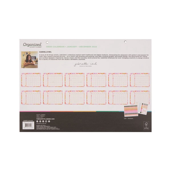 slide 2 of 10, 2026 Happy Planner 12-Month Desk Calendar, 12"" x 17"", Sunlit Floral, January To December, CD00203002, 1 ct