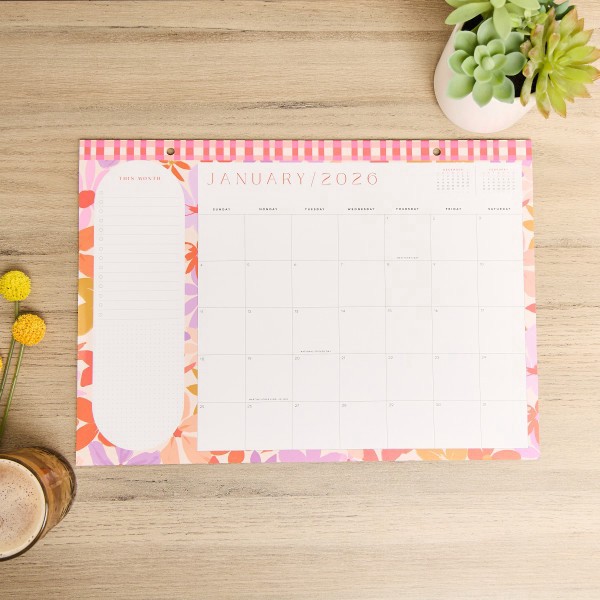 slide 6 of 10, 2026 Happy Planner 12-Month Desk Calendar, 12"" x 17"", Sunlit Floral, January To December, CD00203002, 1 ct