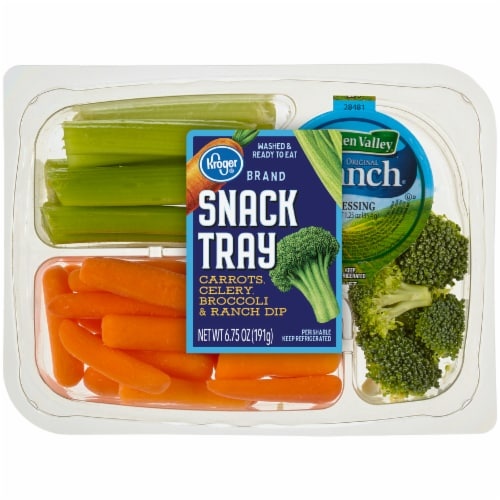 slide 1 of 1, Kroger Snack Tray With Carrots Celery Broccoli & Ranch Dip, 6.75 oz