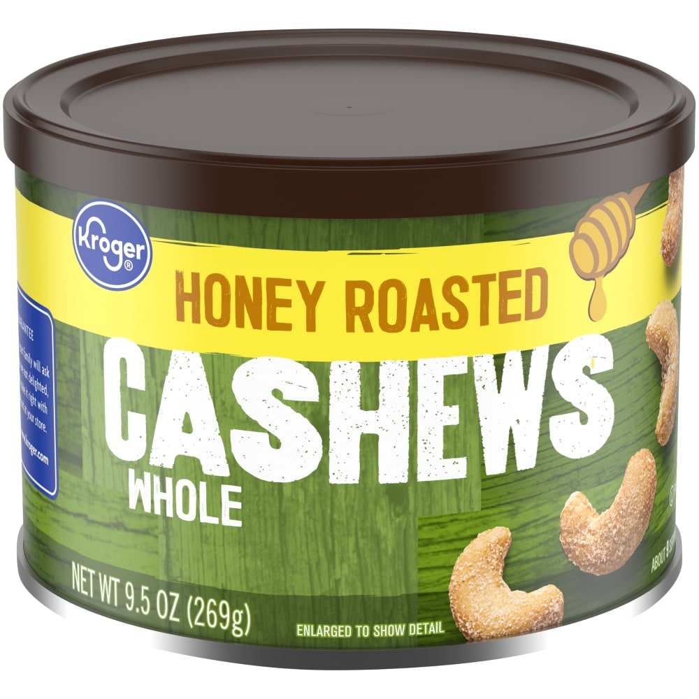 slide 1 of 1, Kroger Honey Roasted Cashews, 9.5 oz