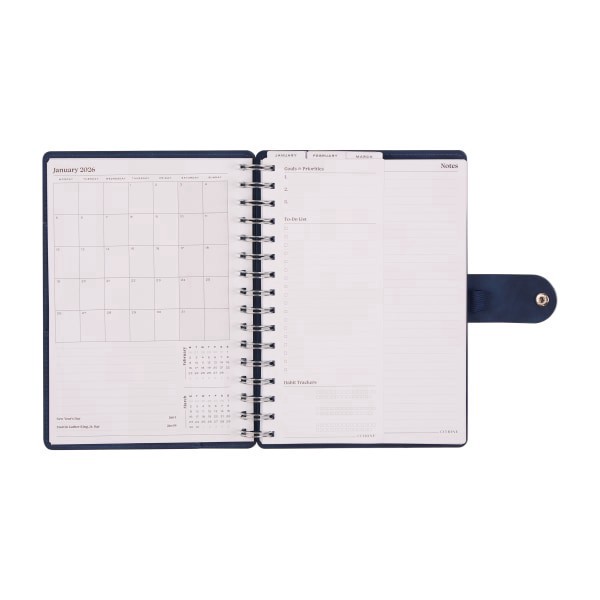 slide 7 of 10, 2026 Citrine Monthly/Weekly Small Customizable Twin Loop Planner, 5-3/4"" x 8"", Navy Blue, January To December, PZ0031S002, 1 ct