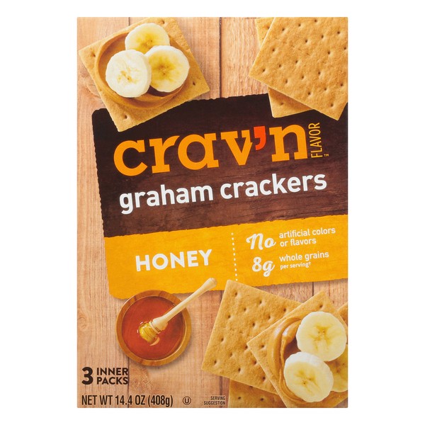 slide 1 of 9, Crav'n Flavor 3 Packs Honey Graham Crackers 3 ea, 3 ct