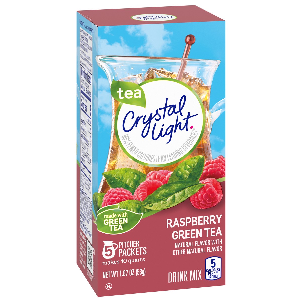 slide 3 of 9, Crystal Light Raspberry Green Tea Naturally Flavored Powdered Drink Mix, 5 ct Pitcher Packets, 5 ct