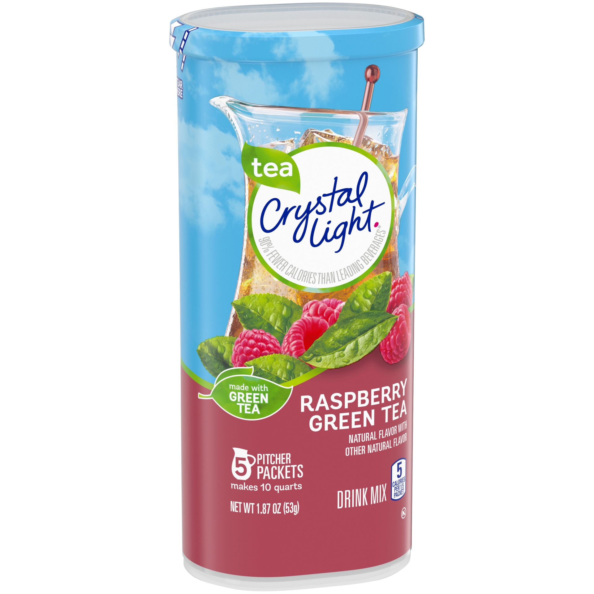 Crystal Light Raspberry Green Tea Naturally Flavored Powdered Drink Mix Pitcher 5 ct Shipt