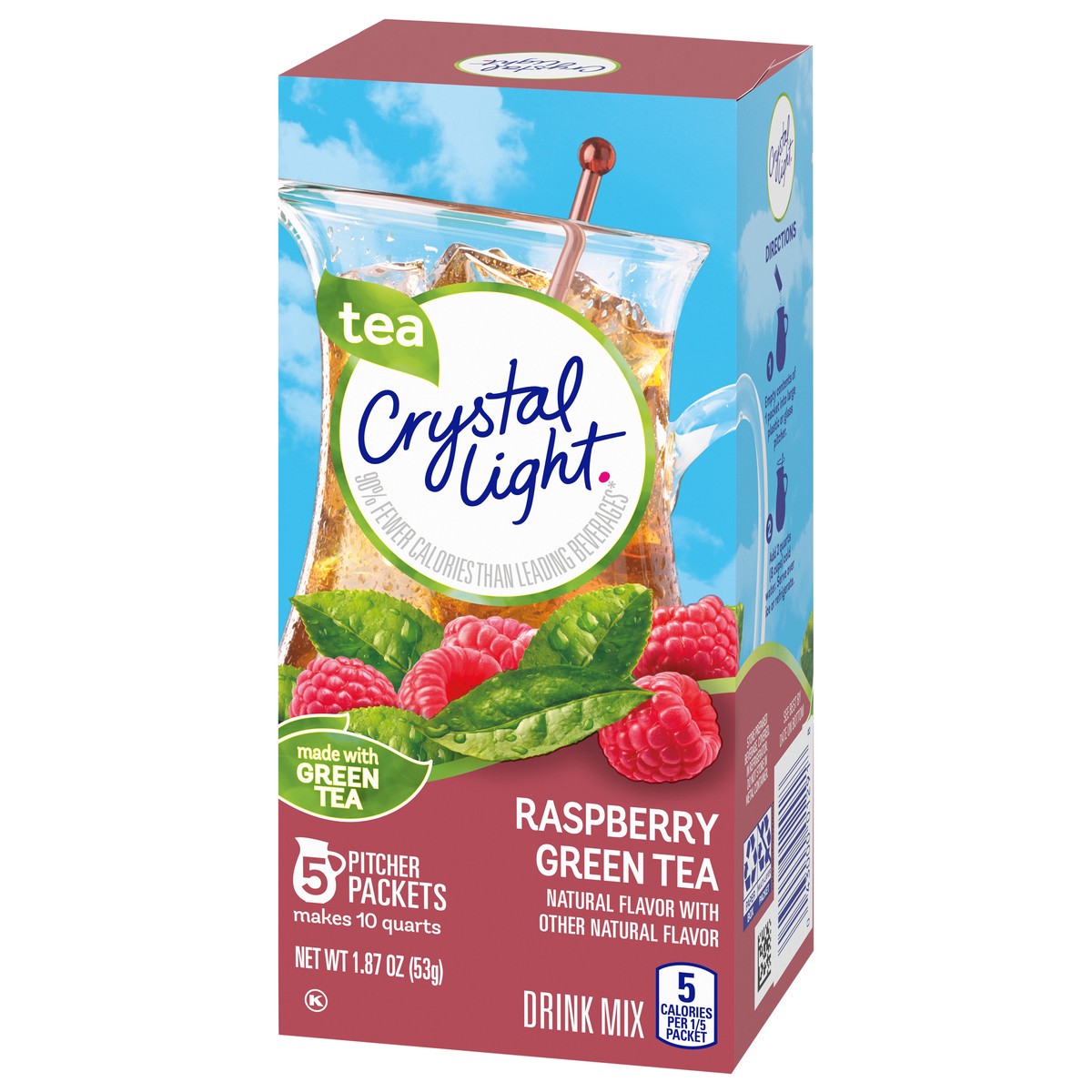 slide 7 of 9, Crystal Light Raspberry Green Tea Naturally Flavored Powdered Drink Mix, 5 ct Pitcher Packets, 5 ct