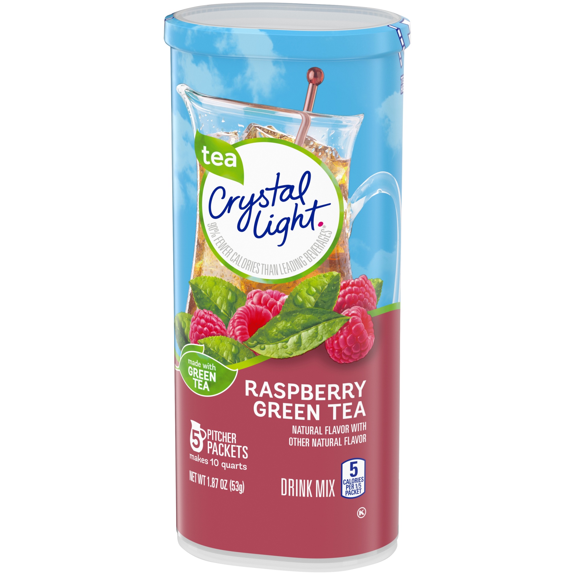 slide 4 of 7, Crystal Light Raspberry Green Tea Naturally Flavored Powdered Drink Mix Pitcher, 5 ct
