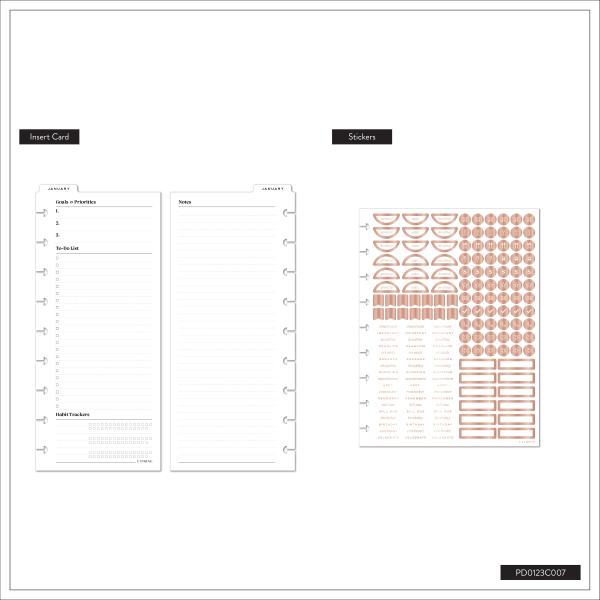 slide 8 of 10, 2026 Citrine Monthly/Weekly Classic Disc Bound Planner, 7"" x 9-1/4"", Ivory Diagonals, January To December, PD0123C007, 1 ct