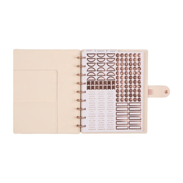 slide 9 of 10, 2026 Citrine Monthly/Weekly Classic Disc Bound Planner, 7"" x 9-1/4"", Ivory Diagonals, January To December, PD0123C007, 1 ct