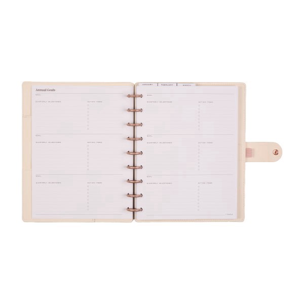 slide 5 of 10, 2026 Citrine Monthly/Weekly Classic Disc Bound Planner, 7"" x 9-1/4"", Ivory Diagonals, January To December, PD0123C007, 1 ct