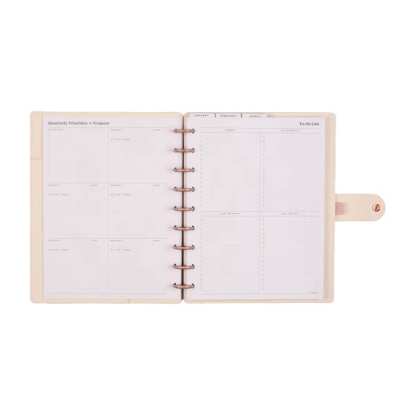 slide 2 of 10, 2026 Citrine Monthly/Weekly Classic Disc Bound Planner, 7"" x 9-1/4"", Ivory Diagonals, January To December, PD0123C007, 1 ct