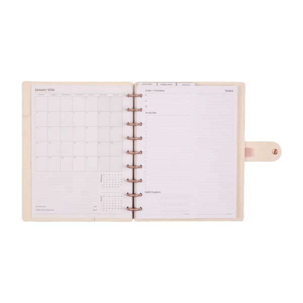 slide 3 of 10, 2026 Citrine Monthly/Weekly Classic Disc Bound Planner, 7"" x 9-1/4"", Ivory Diagonals, January To December, PD0123C007, 1 ct