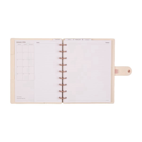 slide 6 of 10, 2026 Citrine Monthly/Weekly Classic Disc Bound Planner, 7"" x 9-1/4"", Ivory Diagonals, January To December, PD0123C007, 1 ct