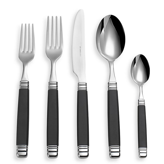 slide 1 of 1, Euro Ceramica Rossini Flatware Place Setting - Black, 5 ct