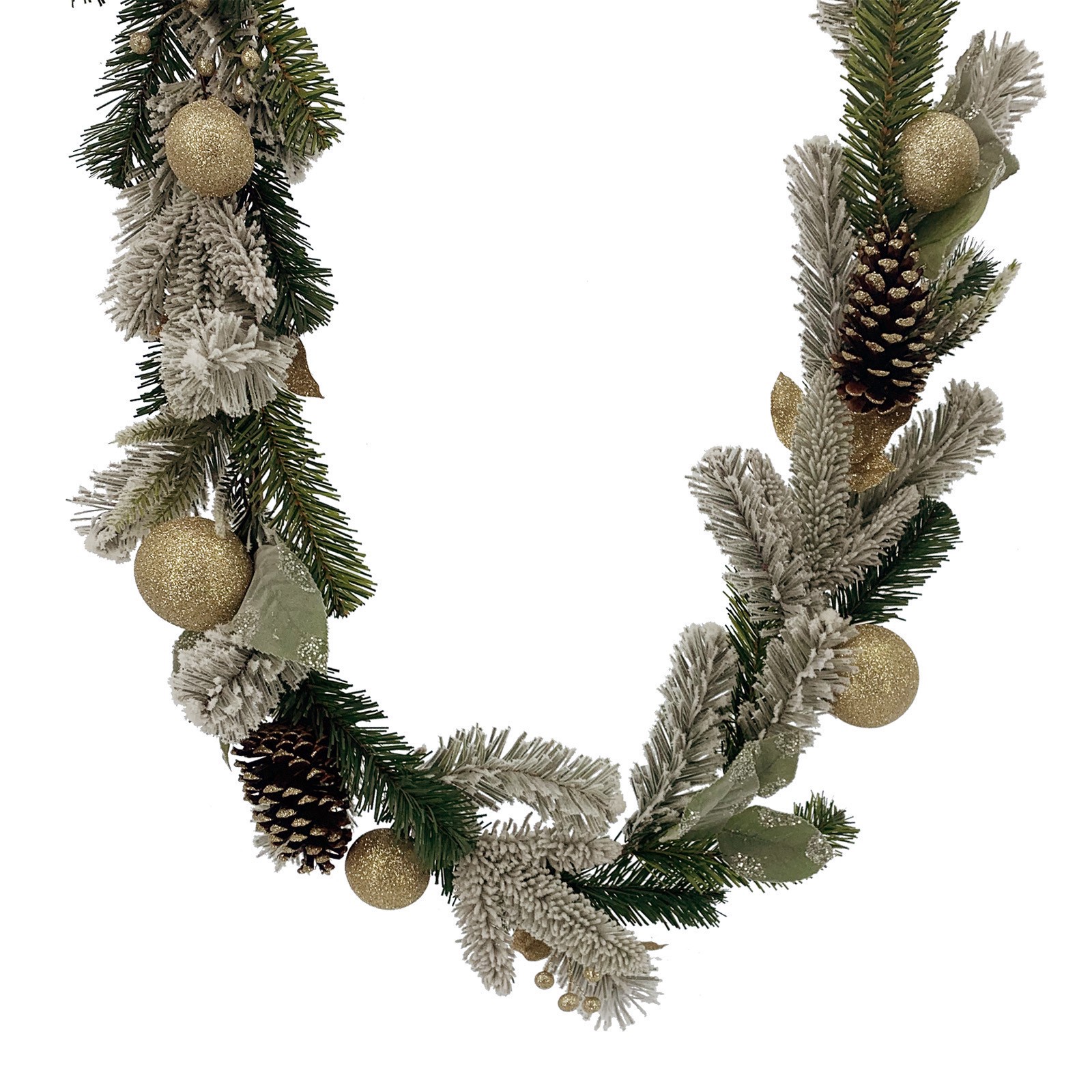 slide 2 of 2, 6ft. Green & Ivory Pine With Gold Ornament & Pinecone Garland By Ashland, 6 ft