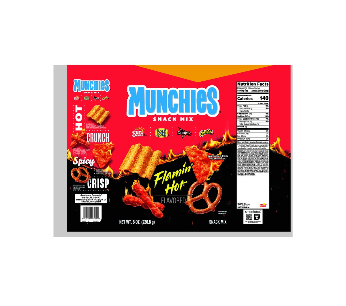 slide 3 of 9, Munchies Snack Mix Flamin' Hot Flavored 8 Oz, 8 oz