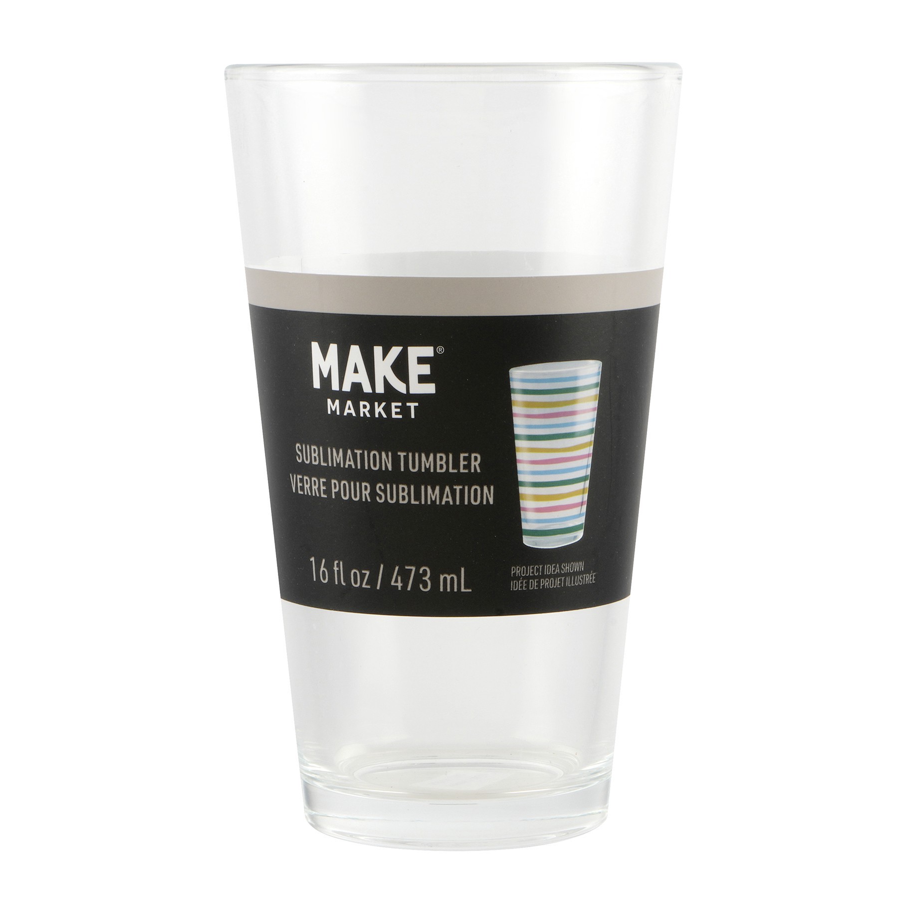slide 2 of 3, 16oz. Clear Glass Sublimation Tumbler By Make Market, 16 oz