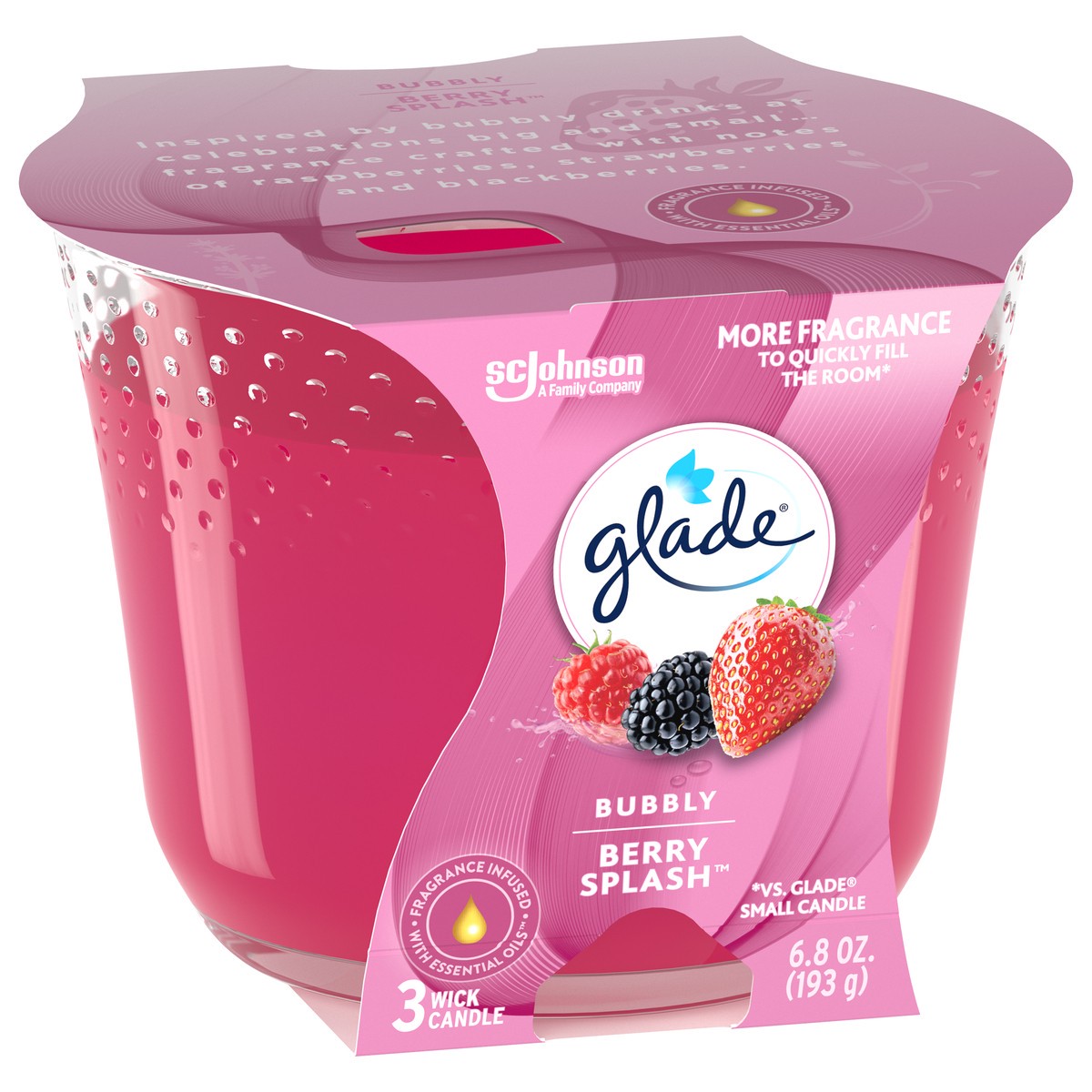 slide 2 of 7, Glade Berry Pop 3-Wick Candle, 6.8 oz