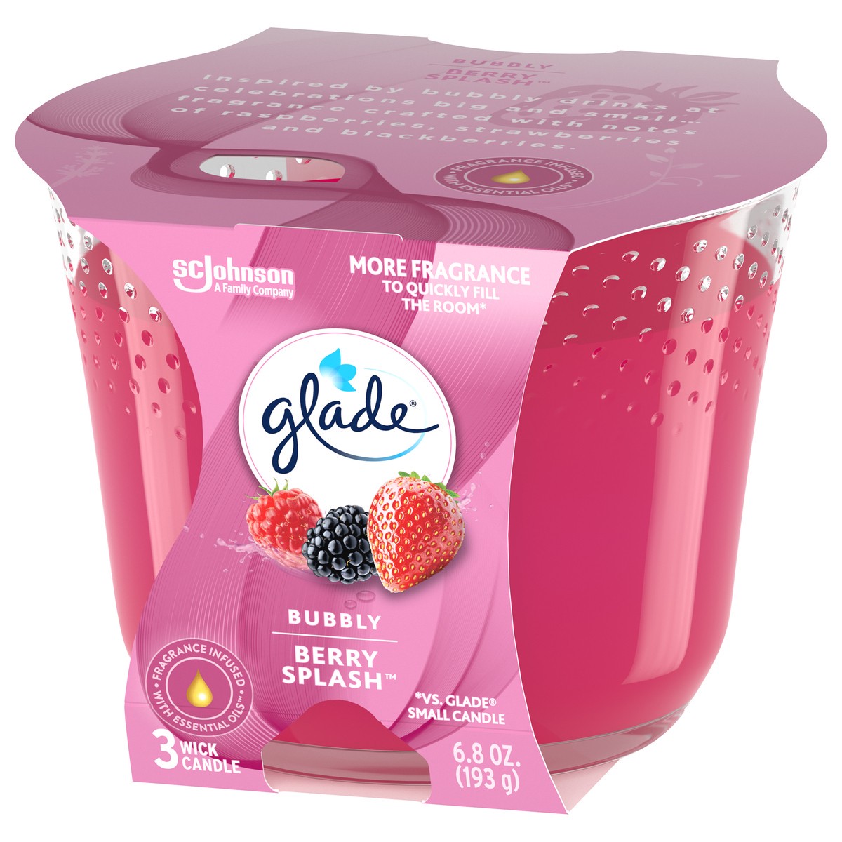 slide 6 of 7, Glade Berry Pop 3-Wick Candle, 6.8 oz