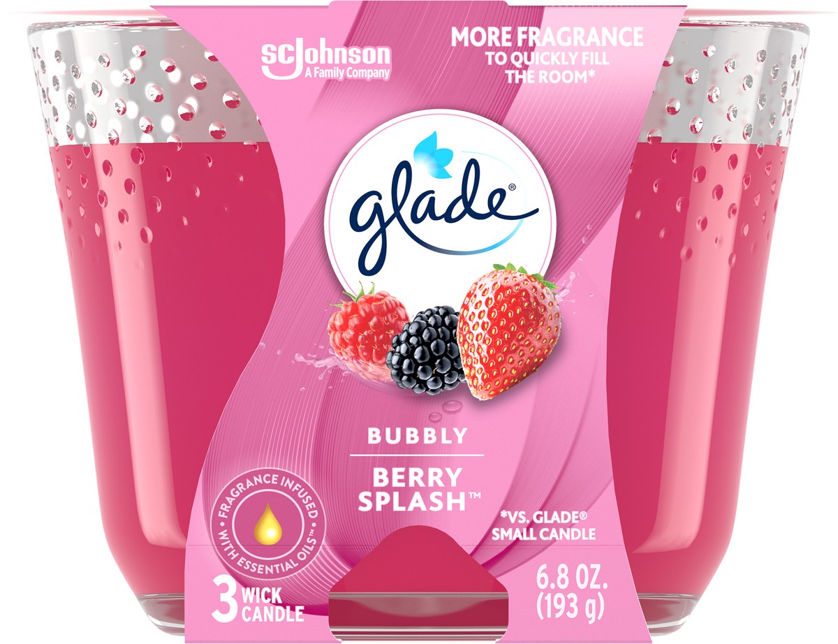 slide 4 of 7, Glade Berry Pop 3-Wick Candle, 6.8 oz