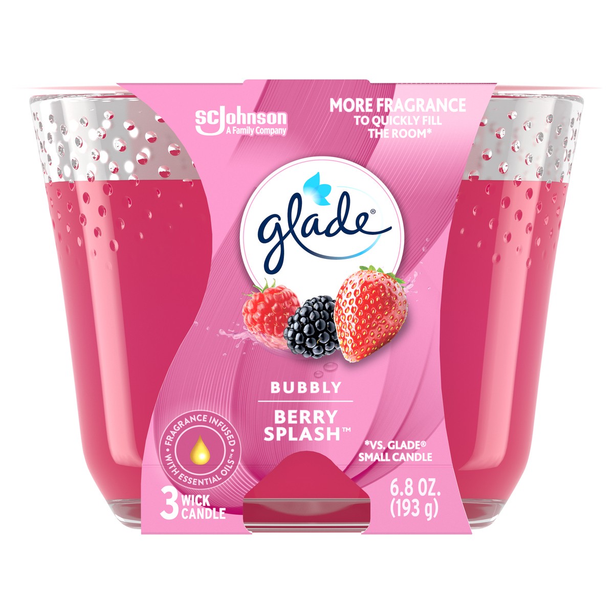 slide 3 of 7, Glade Berry Pop 3-Wick Candle, 6.8 oz