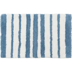 Room & Retreat Striped Soft Chambray, 20 in x 32 in, Bathroom Mat, Blue
