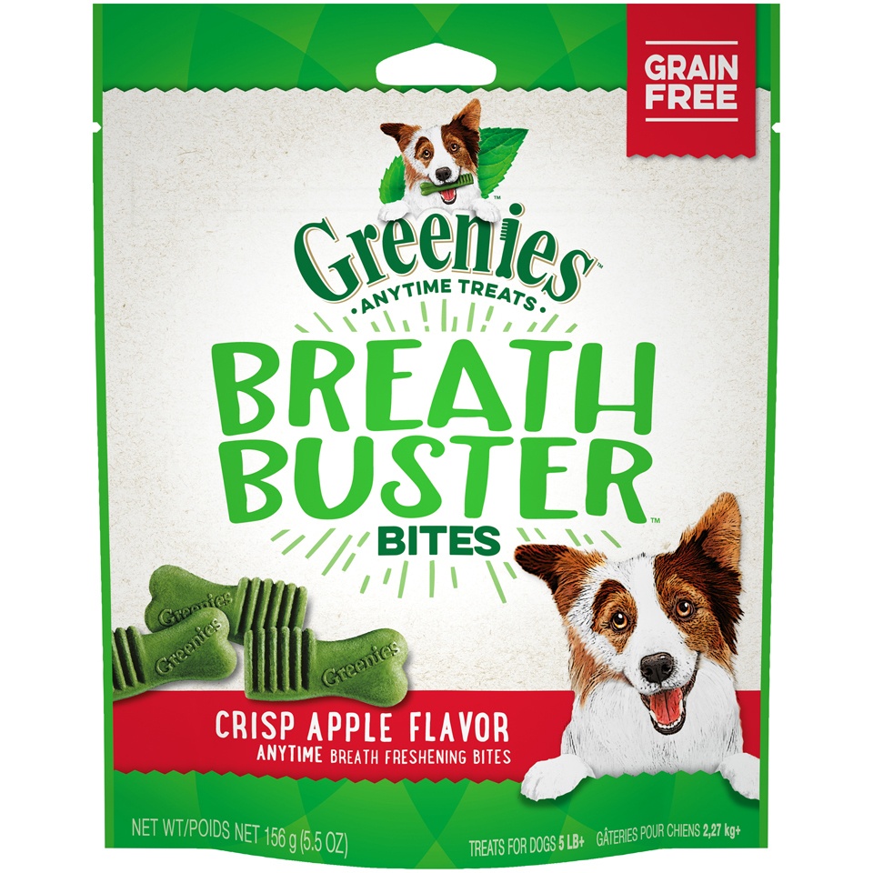 slide 1 of 1, Greenies Breath Buster Bites Crisp Apple Flavor Treats for Dogs, 5.5 oz