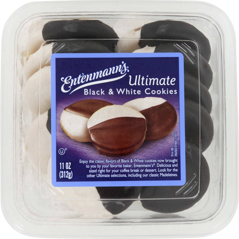 slide 4 of 25, Entenmann's Ultimate Black & White Cookies, 11 oz, Chocolate & Vanilla Cookies, Container, 11 oz