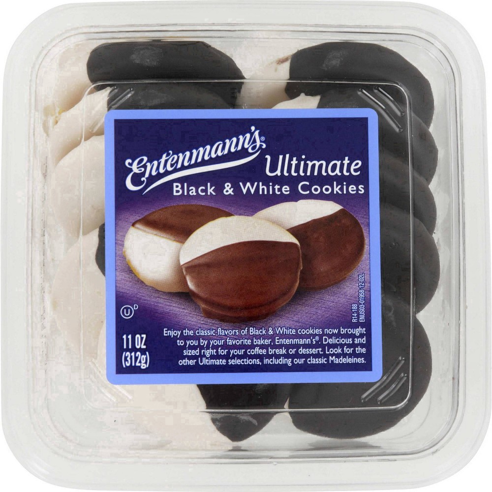 slide 13 of 25, Entenmann's Ultimate Black & White Cookies, 11 oz, Chocolate & Vanilla Cookies, Container, 11 oz