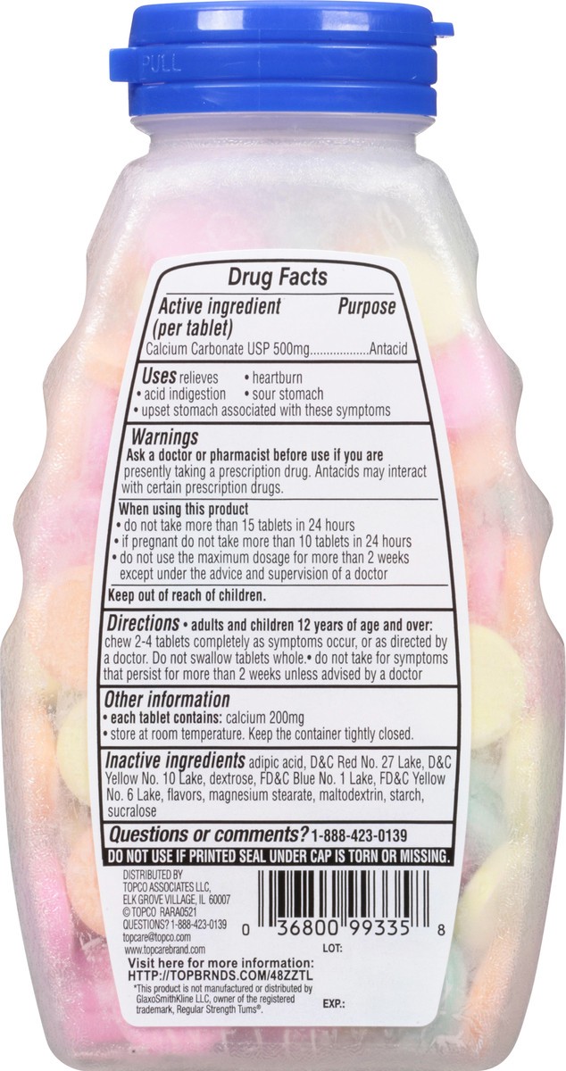 slide 7 of 17, TopCare Antacid Calcium Fruit Flavr, 150 ct