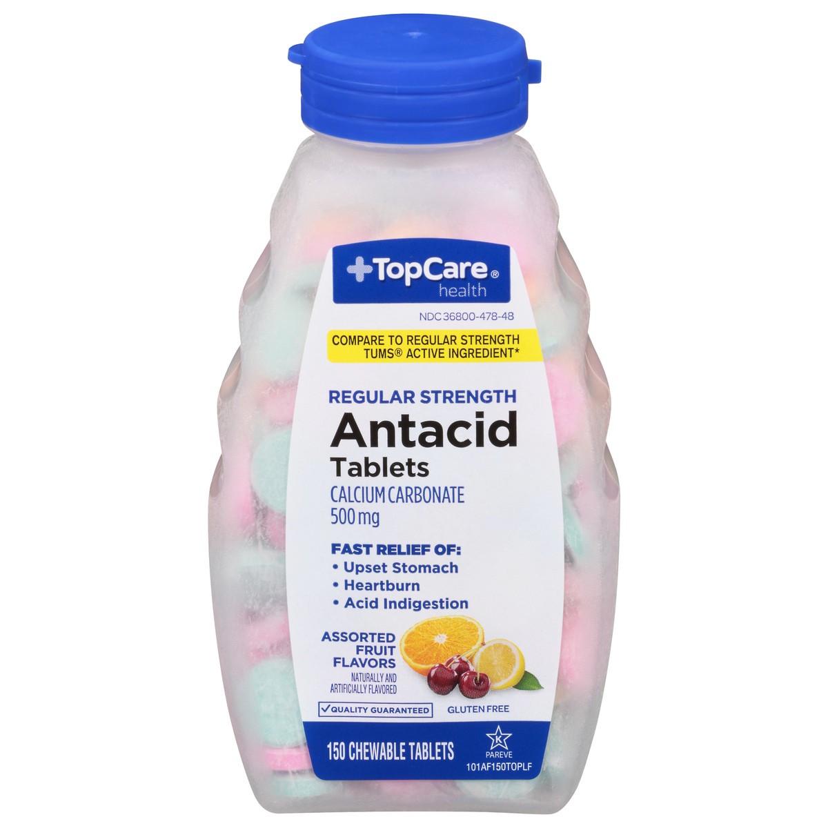 slide 8 of 17, TopCare Antacid Calcium Fruit Flavr, 150 ct