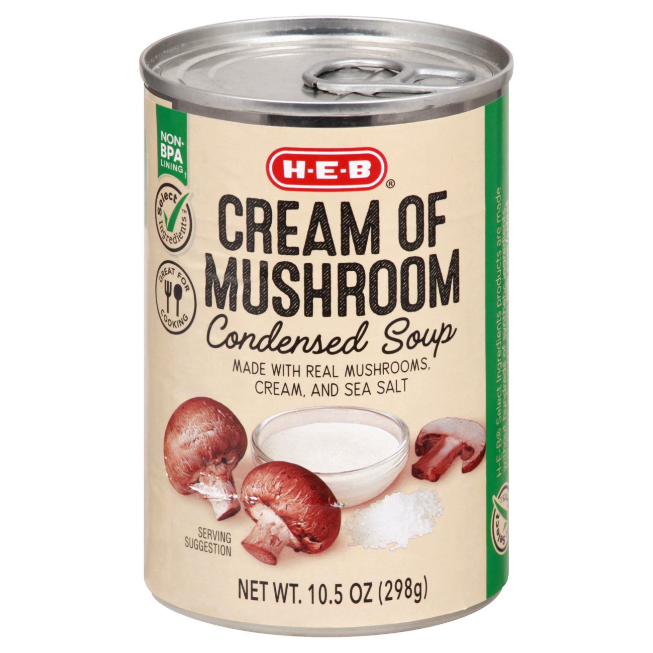 slide 1 of 1, H-E-B Select Ingredients Cream of Mushroom Condensed Soup, 10.5 oz