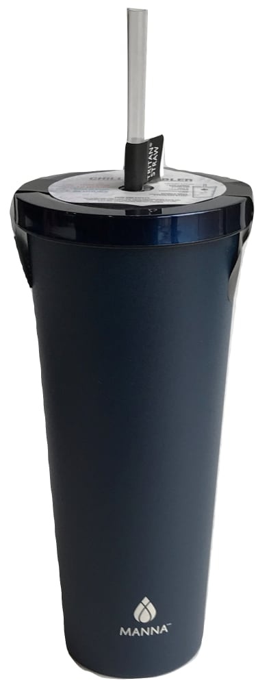 slide 1 of 1, Manna Organics Chilly Tumbler - Navy, 24 oz