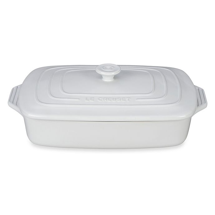 slide 1 of 1, Le Creuset Covered Rectangular Casserole - White, 3.5 qt