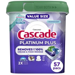 Cascade Platinum Plus Action Pacs, Dishwasher Detergent, Mountain, 57ct