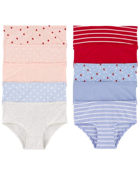slide 1 of 1, Carter's Kid 10-Pack Strawberry Brief Stretch Cotton Undies Blue/Red 6-6X, 1 ct